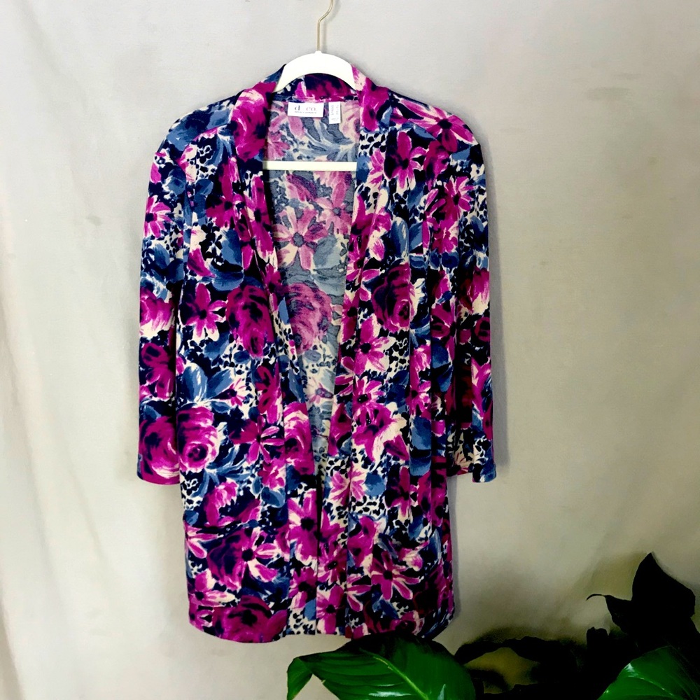 Denim & Company Floral Sweater Size L